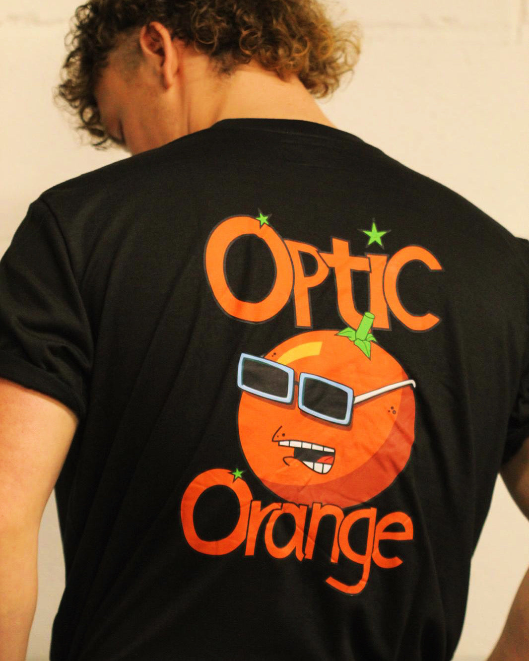 Black "Optic Orange" Back-print T
