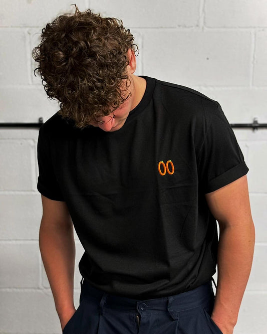 Black "Optic Orange" Back-print T